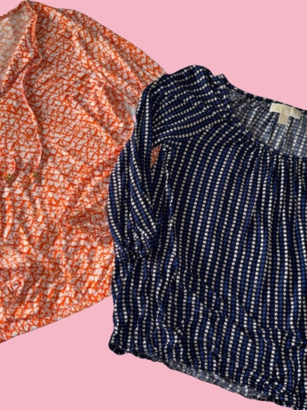 MICHAEL KORS LOT 2 WOMENS PRINT BLOUSES TOPS SUMMER NO WRINKLE SMALL